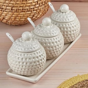 SASASA Ceramic Condiments Container Set 2 with