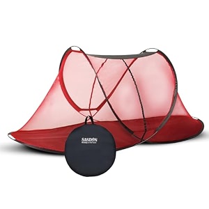 mosquito net for single bed with base cloth  foldable machardani lightweight tent type  polyester strong masari mesh  portable kosu valai strong amp durable  bed net adult size 4x6 feet red