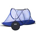 Mosquito Net for Single Bed with Base Cloth | Foldable Machardani Lightweight Tent Type | Polyester Strong Masari Mesh | Portable Kosu Valai Strong &amp; Durable | Bed Net Adult Size 4x6 Ft (Blue)