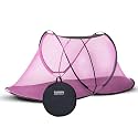 Mosquito Net for Single Bed with Base Cloth | Foldable Machardani Lightweight Tent Type | Polyester Strong Masari Mesh | Portable Kosu Valai Strong & Durable | Bed Net Adult Size 4x6 Ft (Pink)