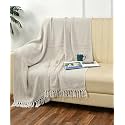 SASHAA WORLD Cotton Spring-Hued Chevron Throw Blanket | 130x180 cm Soft Lightweight Beige Blanket for Sofa, Bed, or Chair | Elegant Chevron Pattern for Cozy Year-Round Home Décor