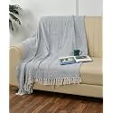 SASHAA WORLD Weaved Beige Cotton Throw | Ideal for Your Home, Living Room, Sofa, Bed, Chair, Picnic &amp; Used for Gift | 130X180 cm| TC - 125