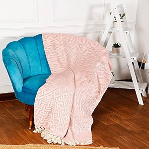 sashaa world cotton throw blanket  throw for living room sofa bed chair picnic amp used for gift  cotton diamond throw 130x 180 cm pink