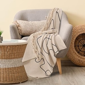 sashaa world cotton printed women face woven throwcozy blanket for your living room sofa bed and chair130x180 cm tc - 180 black