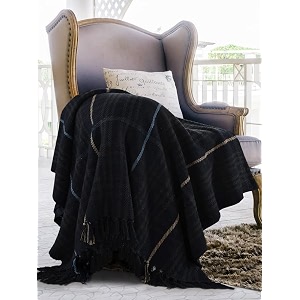 sashaa world soft check throw blanket  used both indoor and outdoor blanket for living room sofa bed amp chair  navy throw blanket pack of 1 180 x130 cm