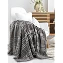 SASHAA WORLD Soft Check Throw Blanket | Used Both Indoor and Outdoor |Blanket for Living Room, Sofa, Bed &amp; Chair | Grey Throw Blanket| Pack of 1, 180 x130 cm