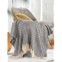 SASHAA WORLD Soft Throw Blanket | Used Both Indoor and Outdoor |Blanket for Living Room, Sofa, Bed &amp; Chair | Black Throw Blanket| Pack of 1, 180 x130 cm| Cotton| Lightweight