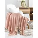 SASHAA WORLD Striped Chevron Throw Blanket | Throw for Sofa, Bedroom &amp; Chair | Blush Pink Throw Blanket | 180 x 130 cm Pack of 1