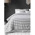 SASHAA WORLD Striped Cotton Throw Bedcover Super Soft &amp; Breathable Throw Blanket (Black/White