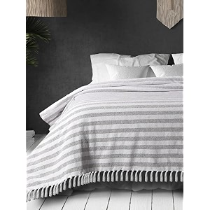 sashaa world striped throw bedcover super soft amp breathable  bedcover for living room amp bedroom  grey amp white throw bedcover  170 x 200 cm