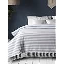 SASHAA WORLD Striped Throw - Super Soft &amp; Breathable | Bed Cover for Living Room &amp; Bedroom | Blue &amp; White Throw | 170 x 200 Cm