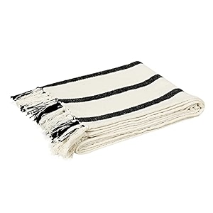 sashaa world striped throw blanket  throw blanket for living room bedroom sofa amp chair  beige amp black throw blanket  size 180 x 200 cm pack of 1