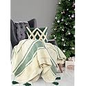 SASHAA WORLD Striped Throw Blanket | Throw for Living Room, Bedroom, Sofa, Chair and Couch | Green and Ivory Throw Blanket | 130x180 cm