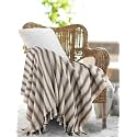 SASHAA WORLD Striped Throw Medium with Tasselled Edges |Throw for Living Room, Bedroom, Sofa &amp; Chair |Bottle Green Throw Blanket | 180 x130 cm