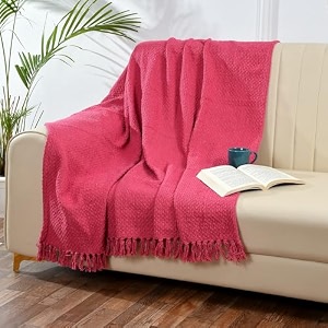 sashaa world vibrant pink cotton throw  ideal for your home living room sofa bed chair picnic amp used for gift  130x180 cm tc - 125