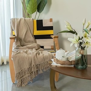 sashaa world weaved beige cotton throw  ideal for your home living room sofa bed chair picnic amp used for gift  130x180 cm tc - 125