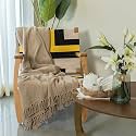 SASHAA WORLD Weaved Beige Cotton Throw | Ideal for Your Home, Living Room, Sofa, Bed, Chair, Picnic &amp; Used for Gift | 130X180 cm| TC - 125
