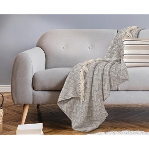 sashaa world zig-zag patternedgrey ivory woven throw  ideal for living room sofa bed and chair  130x180 cm