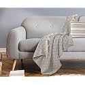 SASHAA WORLD Zig-Zag Patterned|Grey Ivory Woven Throw | Ideal for Living Room, Sofa, Bed, and Chair | 130X180 Cm
