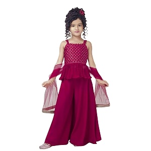 Sashay Boutique Girls Embroidered Kurta with Palazzo