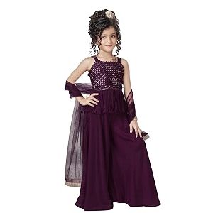 Sashay Boutique Girls Embroidered Kurta with Palazzo