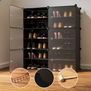 Sasimo 12-Shelf-6-Door Plastic Cubort Shoe Rack Plastic