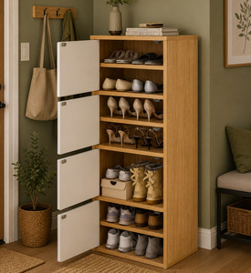 Sasimo 4-Door 7-Shelf Engineered Wood Shoe RackShoe