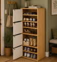 Sasimo 4-Door 7-Shelf Engineered Wood Shoe RackShoe