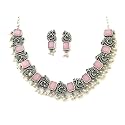 Sasitrends Classic Peacock Designer Oxidized German Silver Stone Studded Jewellery Set with Earring For Women and Girls