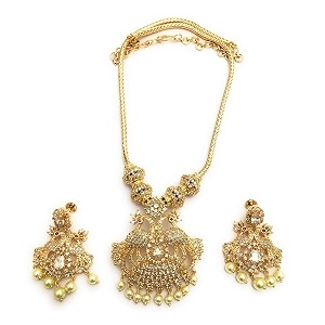 sasitrends one gram micro gold plated peacock necklace set for women and girls