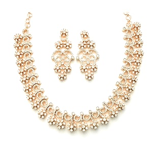 sasitrends traditional american diamond jewellery set for women and girls  rosegold rhodium silver plated ad necklace set for women  anniversary gift for wife and birthday gift for girls and women