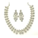 Sasitrends Traditional American Diamond Jewellery Set for Women and Girls | Rosegold Rhodium Silver Plated AD Necklace Set for Women | Anniversary Gift for Wife and Birthday Gift for Girls and Women
