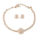 Sasitrends Traditional American Diamond Jewellery Set for Women and Girls | Rosegold Rhodium Silver Plated AD Necklace Set for Women | Anniversary Gift for Wife and Birthday Gift for Girls and Women