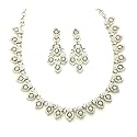 Sasitrends Traditional American Diamond Jewellery Set for Women and Girls | Rosegold Rhodium Silver Plated AD Necklace Set for Women | Anniversary Gift for Wife and Birthday Gift for Girls and Women