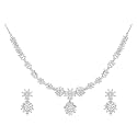 Sasitrends Traditional American Diamond Jewellery Set for Women and Girls | Rosegold Rhodium Silver Plated AD Necklace Set for Women | Anniversary Gift for Wife and Birthday Gift for Girls and Women