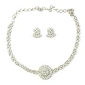 Sasitrends Traditional American Diamond Jewellery Set for Women and Girls | Rosegold Rhodium Silver Plated AD Necklace Set | for Wife and Birthday Gift for Girls and Women
