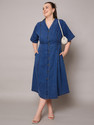 SASSAFRAS Curve Women A-line Dark Blue MidiCalf
