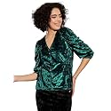 SASSAFRAS Emerald Velvet Front Button Top