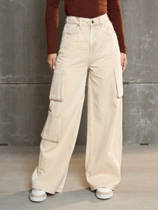 SASSAFRAS Relaxed Fit Women Beige Jeans