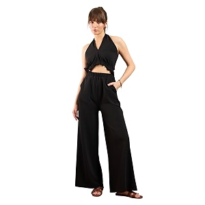 SASSAFRAS Womens Knitted Halter Neck Jumpsuit