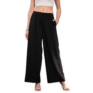 SASSAFRAS Womens Relaxed Wide-Leg Pants - Modern