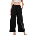 SASSAFRAS Women39s Relaxed Wide-Leg Pants Modern