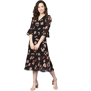 Sassafras Women Floral Wrap Tie Dress