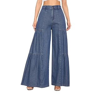 Sassafras Womens Flared Washed Gathered Front -