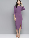 SASSAFRAS Women Sheath Purple MidiCalf Length Dress