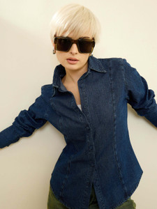 SASSAFRAS Women Solid Casual Dark Blue Shirt