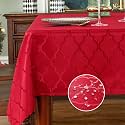 SASTYBALE Christmas Rectangle Jacquard Damask Tablecloth, Red, 52" x 70"