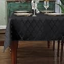 SASTYBALE Jacquard Tablecloth Rectangle, 60" x 102", Black