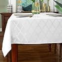 SASTYBALE Jacquard Tablecloth, Square, White, 52" x 52"