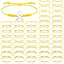 Sasylvia 20/50/100 Pcs Sarcoma Cancer Awareness Bracelets Adjustable Cord Yellow Ribbon Braided Bracelets Inspirational Ovarian Bone Cancer Gifts for Women Jewelry Accessories